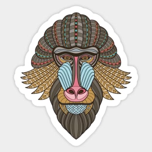 Ethnic baboon - zentangle monkey shirt Sticker